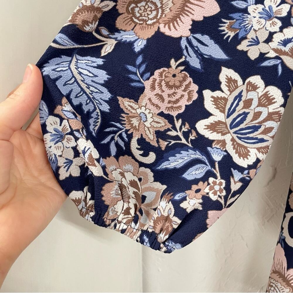 Eliza J Blue Pink Floral Long Sleeve Midi Dress Womens 6 Prairie Cottage Core - Picture 5 of 13